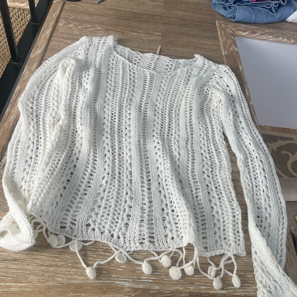 White knit sweater